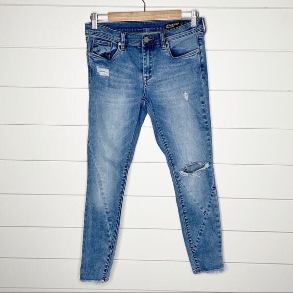 Blank NYC Denim - Blank NYC The Reade Crop Distressed Frayed Skinny Jeans Medium Wash Size 27